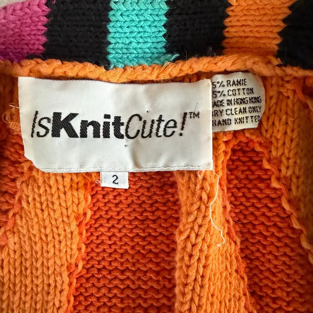 Vintage IsKnitCute! Spring Garden Rabbit Multicolor Knit Vest Womens Plus Size 2